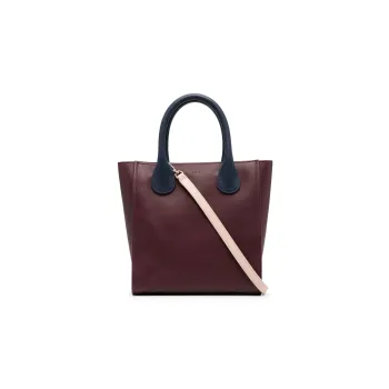 Chloe Leather Tote Bag Shopping Bag Handbag Small Size Women's Burgundy/Blue