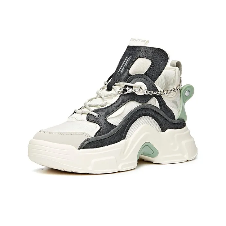 ANTA Casual Shoes Women's Low Top Ivory White/Castle Gray/Green-1