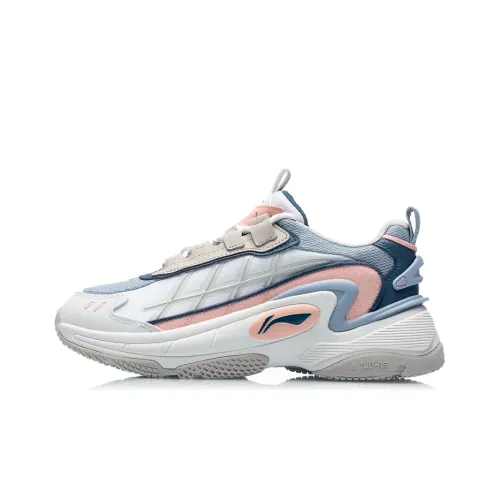 LiNing Nebula OG Cushioned Anti-Slip And Wear-Resistant Lightweight Low-Top Sports Casual Shoes Women's White Blue Pink
