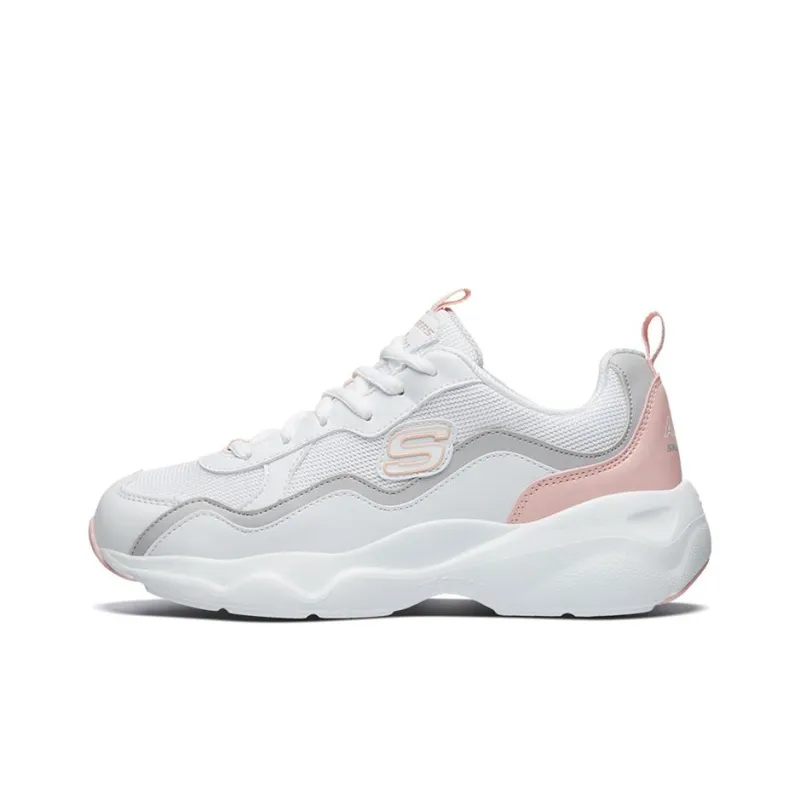Skechers D'LITES AIRY Anti-Slip And Wear-Resistant Breathable Low-Top Casual Shoes Women's White Gray Pink-0