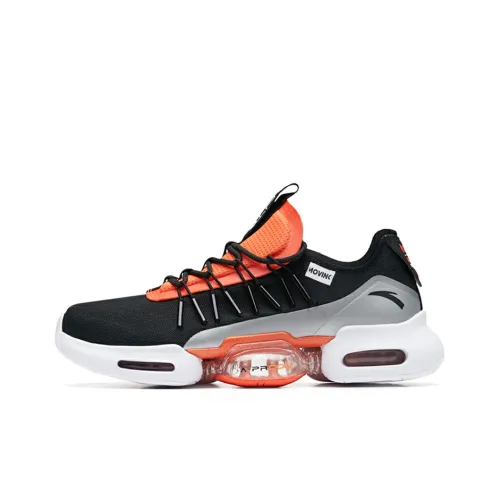 Anta Cushioning Slip Resistant Lightweight Rebound Low Top Casual Shoes Men's Black Orange