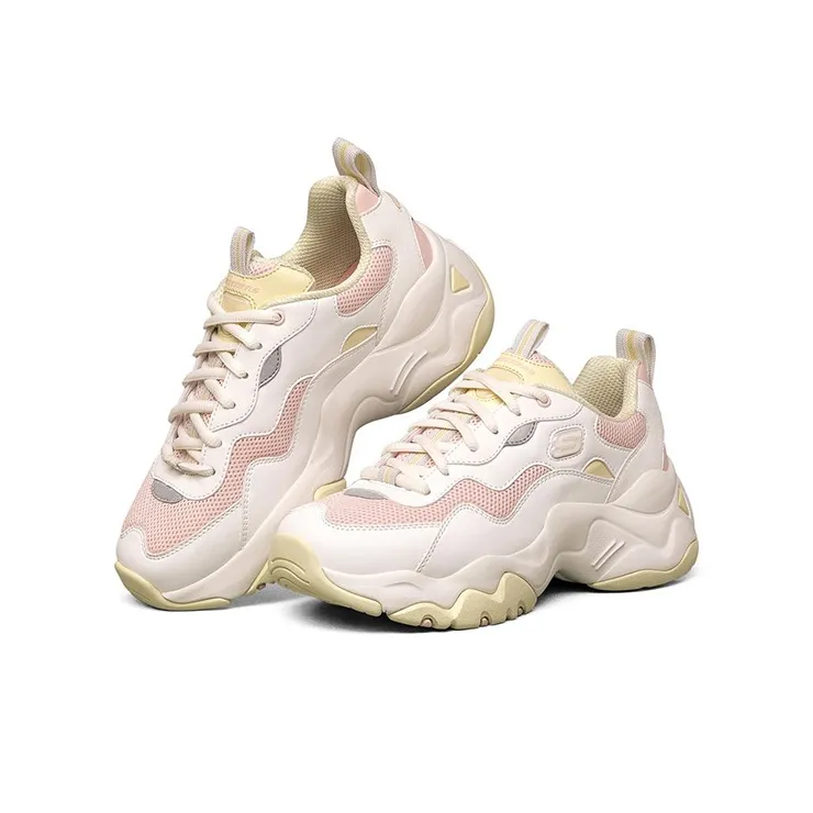 Skechers D'LITES 3.0 3.0 Cushioning Anti-Slip And Wear-Resistant Low-Top Casual Shoes Women's Pink White Yellow-2