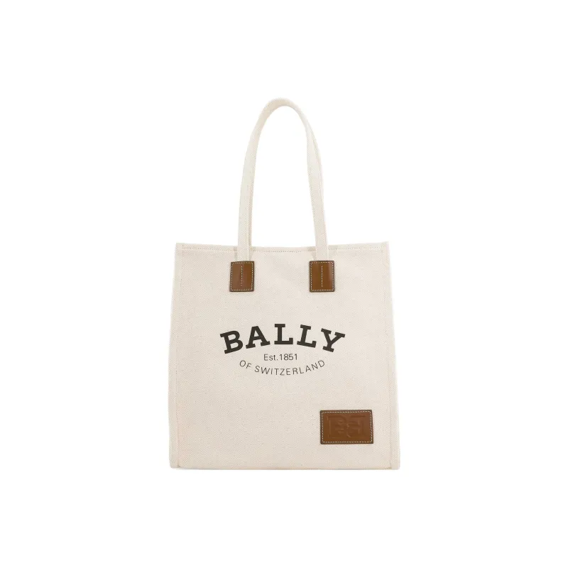 BALLY Crystalia Fabric Tote Bag, Shopping Bag, Handbag, Shoulder Bag Unisex Natural/Brown-0