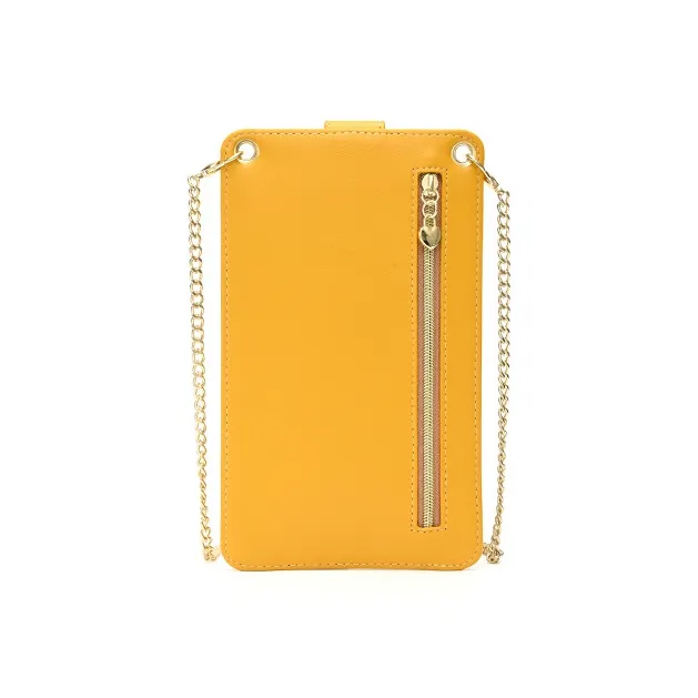 HAWA PU Crossbody Bag Chain With Cell Phone Pouch Small Size Women's Yellow/Red/Blue/Black/Pink/Dry Red/Apricot-6