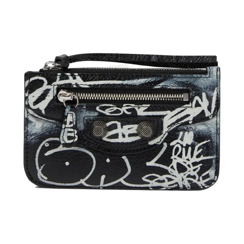 Balenciaga Le Cagole Sheepskin Coin Purse Women's Black/White-1