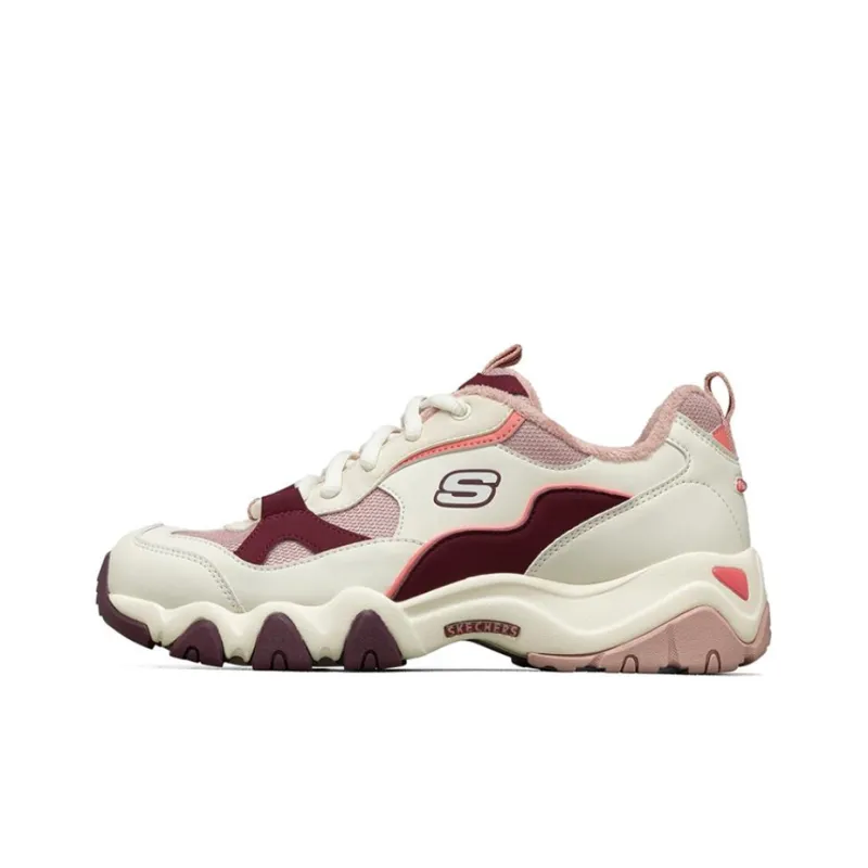 Skechers D'LITES 2.0 Slip Resistant, Abrasion Resistant, Breathable Low Top Casual Shoes Women's Pink White Red-0