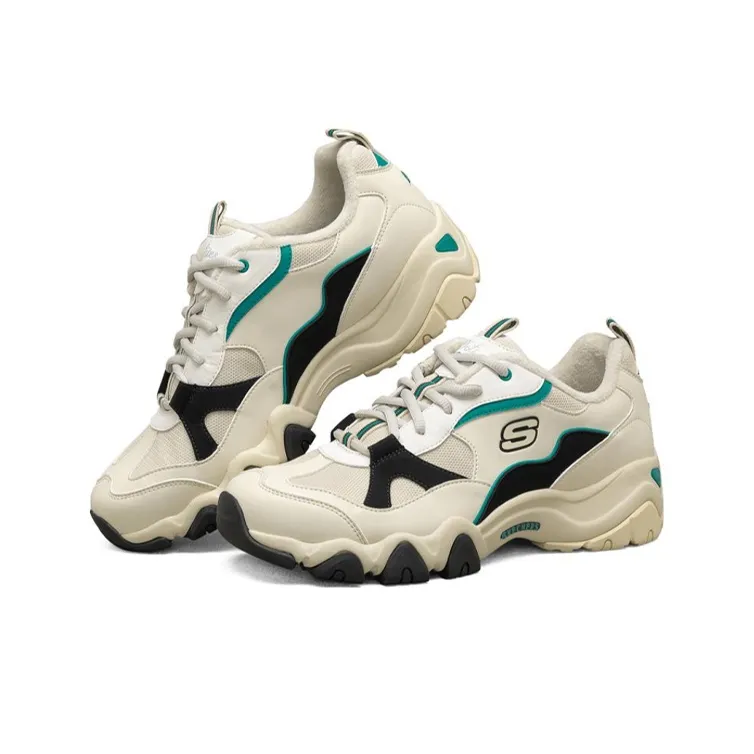 Skechers D'lites 2.0 Running Shoes White/Black/Green-2