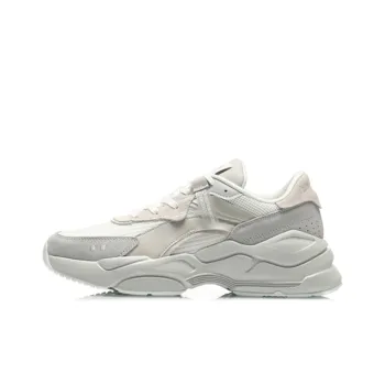 LiNing Candle Dragon Cushioning Anti Slip And Wear Resistant Low Top Sports Casual Shoes Men's Gray White
