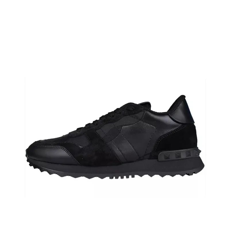 Valentino Rockrunner Breathable Low Top Casual Athletic Shoes Women's Black-0