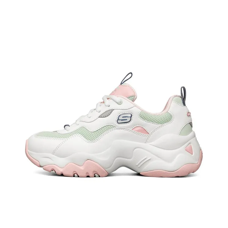 Skechers D'LITES 3.0 Cushioning, Slip Resistant, And Abrasion Resistant Low Top Casual Shoes Women's Pink White Green-0