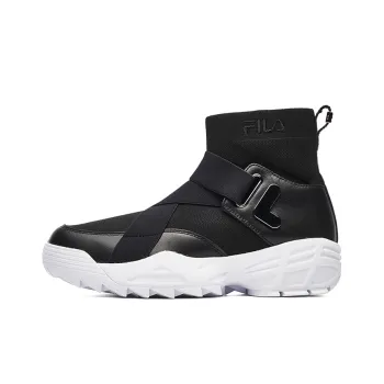 FILA Disruptor Stretch-Fabric Cushioning Anti-Slip Wear-Resistant Breathability High-Top Athletic Shoes Women's Black