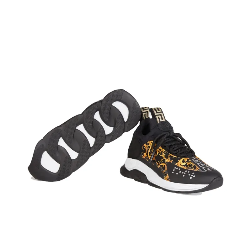 VERSACE Cross Chainer Baroque Print Black White Women's-5