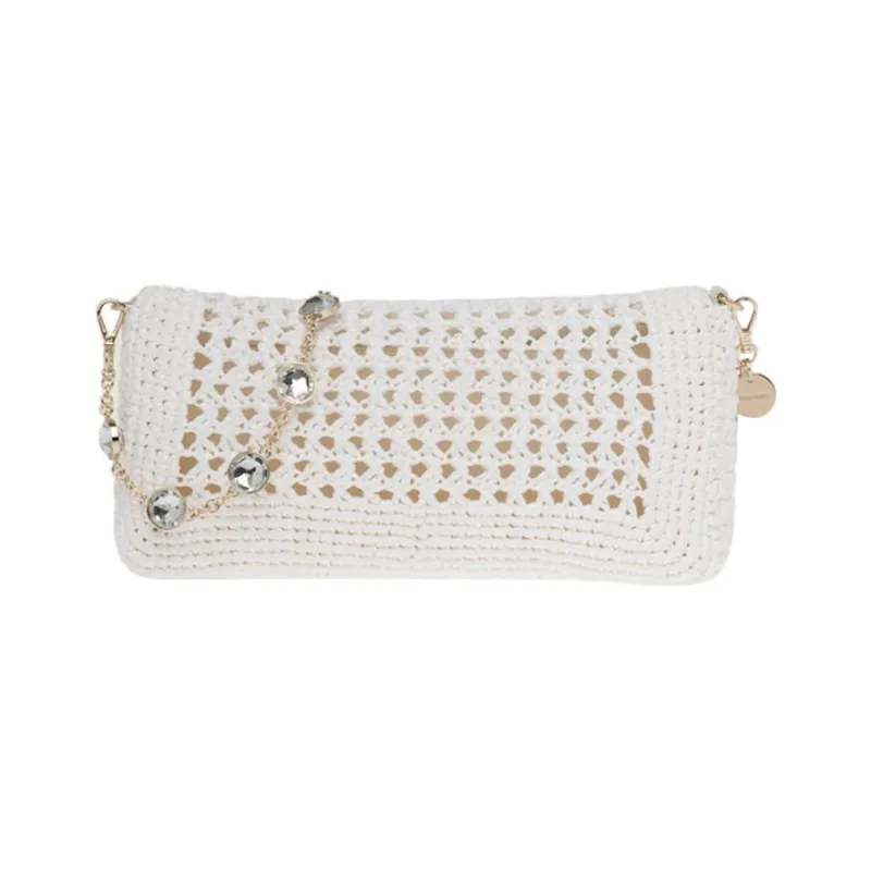 MIU MIU Straw And Wicker Handbag Shoulder Bag Women's White-1