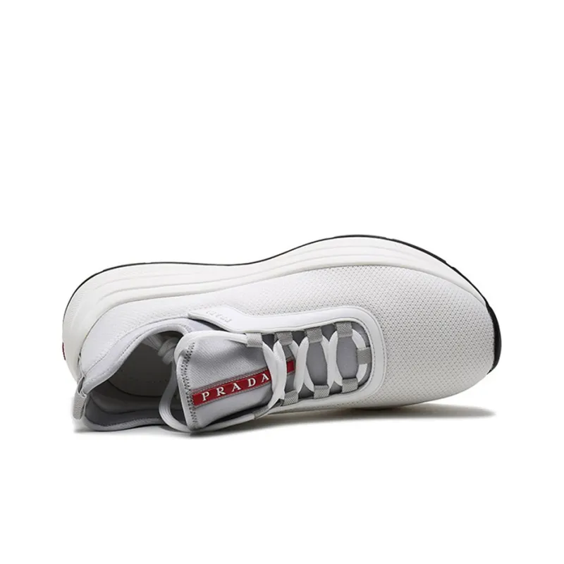 PRADA Shock Absorbing, Non Slip, Wear Resistant, Breathable And Lightweight Low Top Sports Casual Shoes Men's White-4
