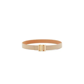 LOEWE Emblem Logo Plate Buckle Leather Belts Women's Khaki