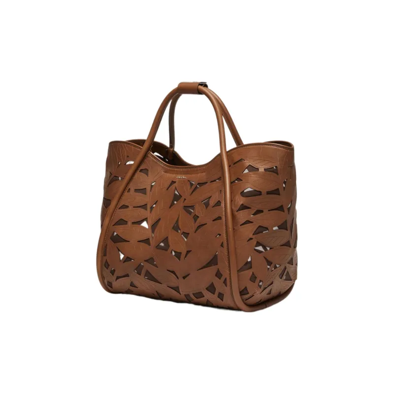 MaxMara Leather Tote Bag Shopping Bag Shoulder Bags Women's Brown-2