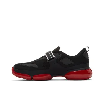 PRADA Cushioning Anti-Slip And Wear-Resistant Low-Top Casual Shoes For Everyday Life Men's Black Red