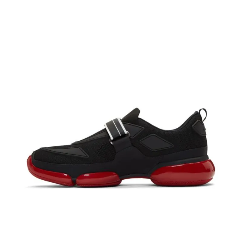 PRADA Cushioning Anti-Slip And Wear-Resistant Low-Top Casual Shoes For Everyday Life Men's Black Red-0