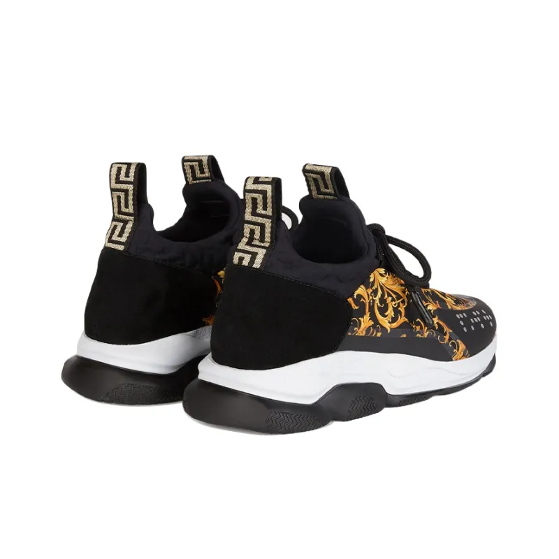 VERSACE Cross Chainer Baroque Print Black White Women's-3