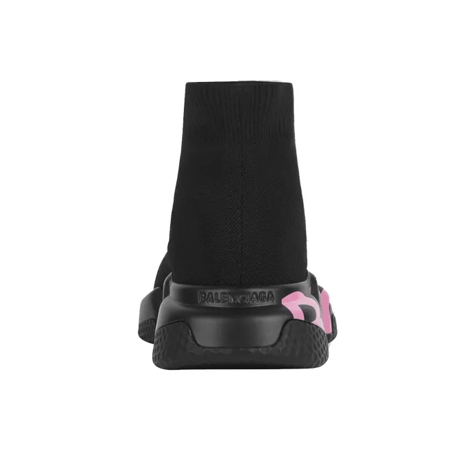 Balenciaga Speed Graffiti Black Black Pink Women's-4