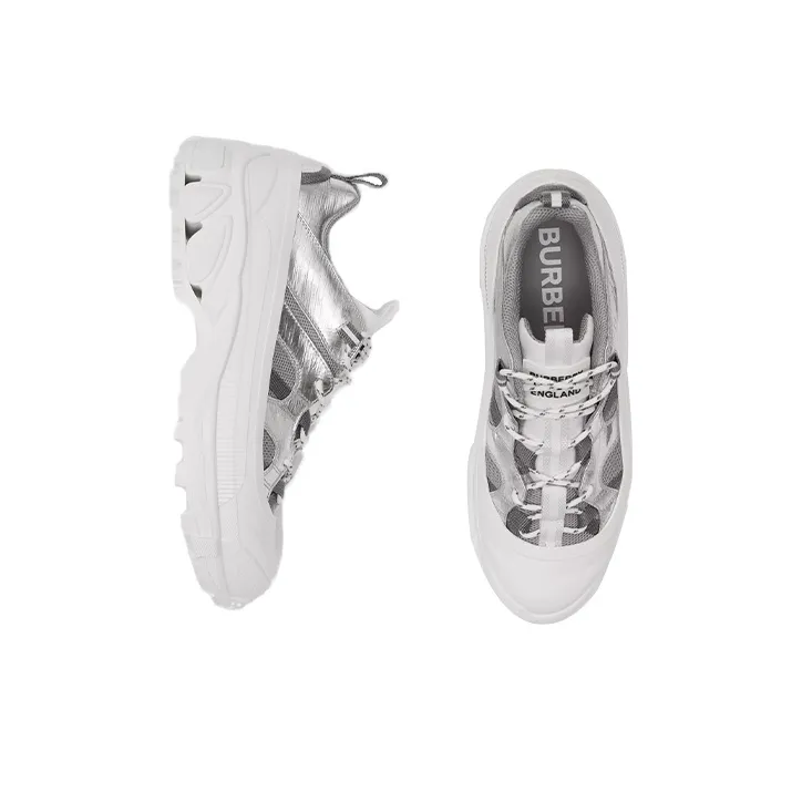 Burberry Arthur Cushioning, Wear Resistant Low Top Casual Shoes Men's Silver-2