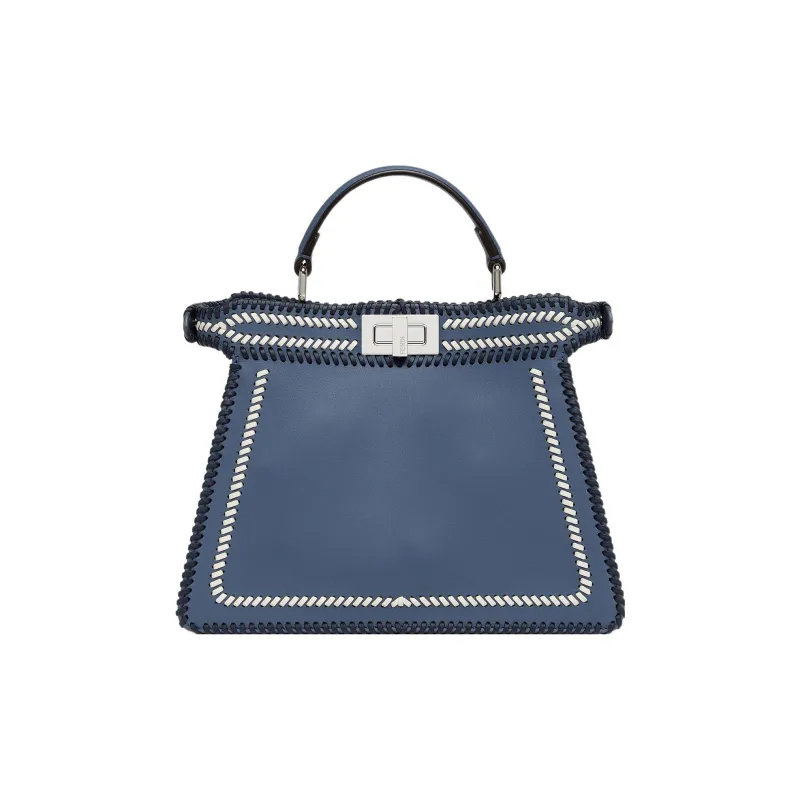 FENDI Peekaboo ISeeU Calfskin Shoulder Bag, Crossbody Bag, Handbag Small Size Women's Blue-2