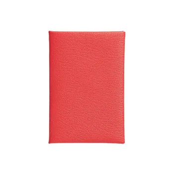 HERMES Calvi Mysore Goat Skin Coin Purse Card Holder Wallet Women's Texas Pink/Red Copper