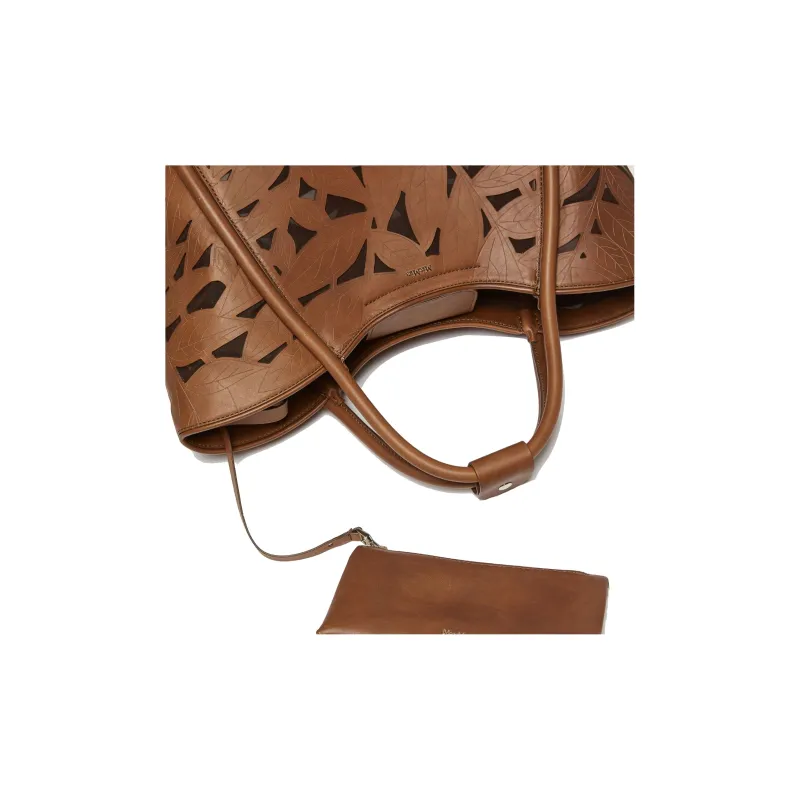 MaxMara Leather Tote Bag Shopping Bag Shoulder Bags Women's Brown-5