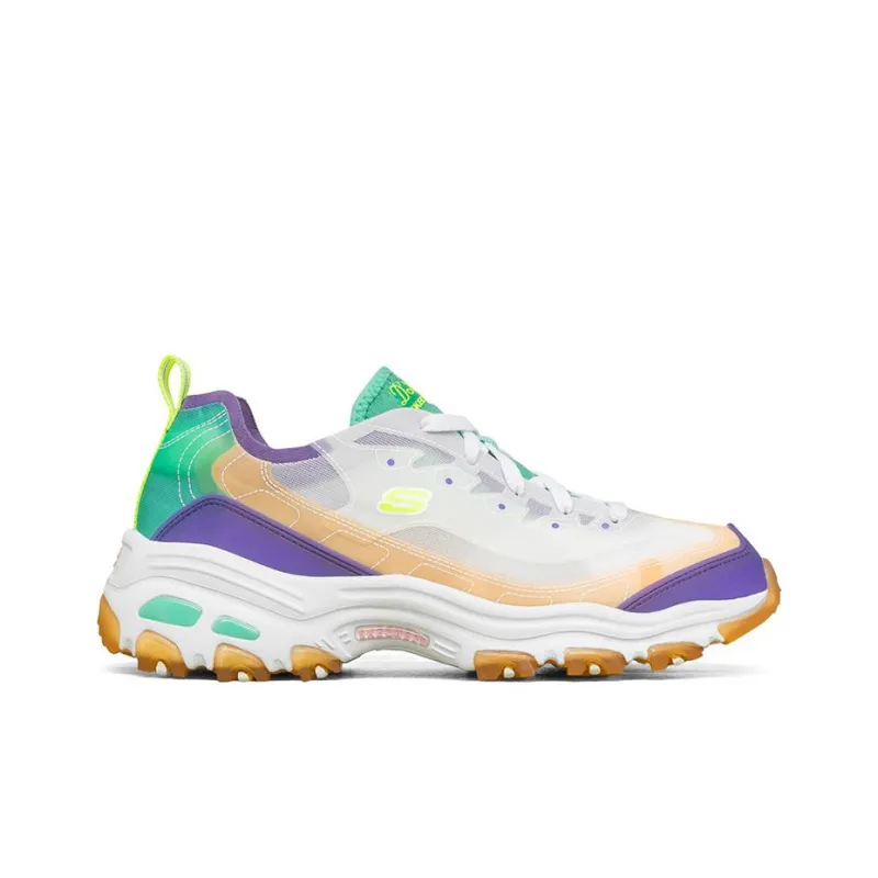 Skechers D'LITES 1.0 Cushioned Slip Resistant Abrasion Resistant Breathable Low Top Casual Shoes Women's Purple Green-1