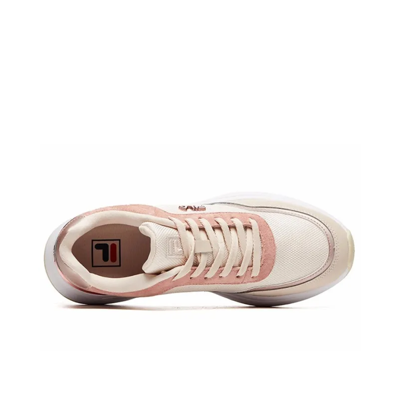 FILA Cushioned Wear Resistant Height Increasing Low Top Casual Shoes Women's Nude Pink-4