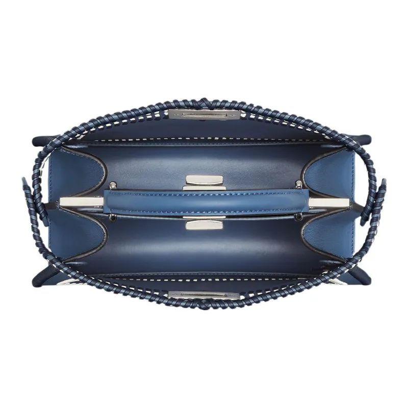 FENDI Peekaboo ISeeU Calfskin Shoulder Bag, Crossbody Bag, Handbag Small Size Women's Blue-3