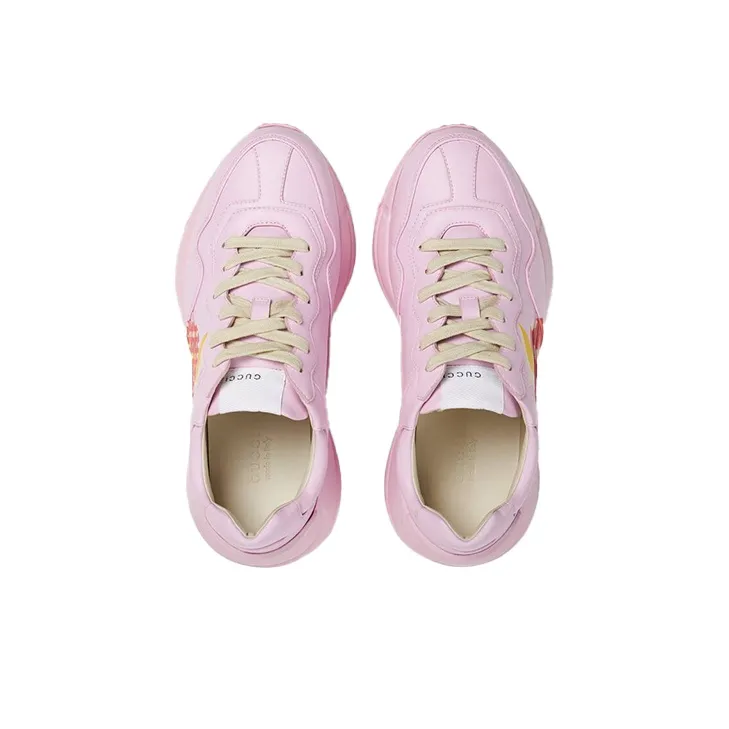 GUCCI Rhyton Heart Apple Pattern Low Top Casual Shoes Women's Pink-3