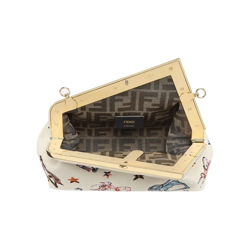 FENDI Fendi First Canvas With Leather One Shoulder Crossbody Clutches Small Size Women's Multicolor-3