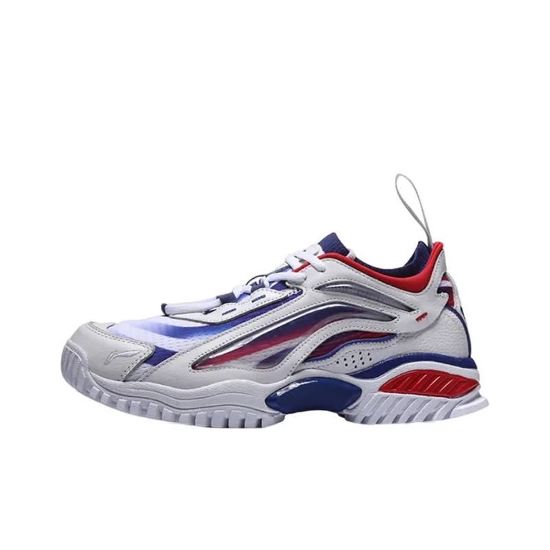 LiNing Aurora Skyline Non slip Lightweight Low Top Casual Shoes Women's White Blue Red-0