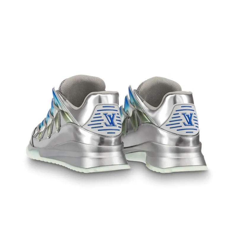 LOUIS VUITTON Zig Zag Non slip Lightweight Low Top Casual Shoes Men's Bright Silver-3