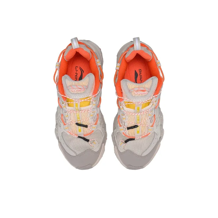 LiNing X Claw Cat Paw Cushioned Slip Resistant Low Top Sports Casual Shoes Women's Gray Orange-3
