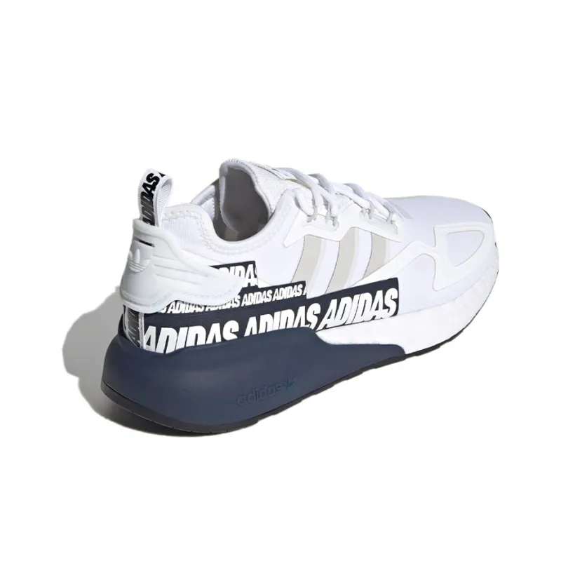 Adidas Zx 2K Boost Bold Logo Graphic White Navy-3