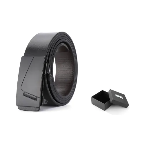 XXOFF Lightweight Business Formal Black Metal Buckle With No Teeth Automatic Buckle PU Leather Belts Men's