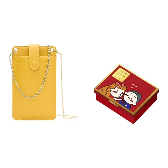 HAWA PU Crossbody Bag Chain With Cell Phone Pouch Small Size Women's Yellow/Red/Blue/Black/Pink/Dry Red/Apricot-4
