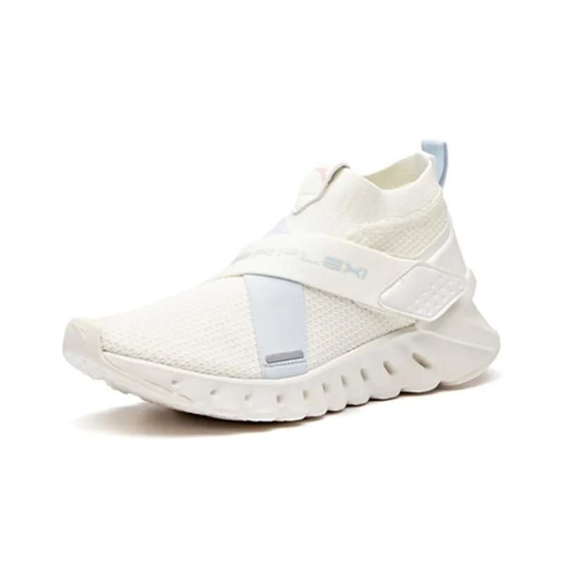 Anta Running Collection Cushioned Wear-Resistant Lightweight Breathable Mid-Top Casual Shoes Women's White Blue-2