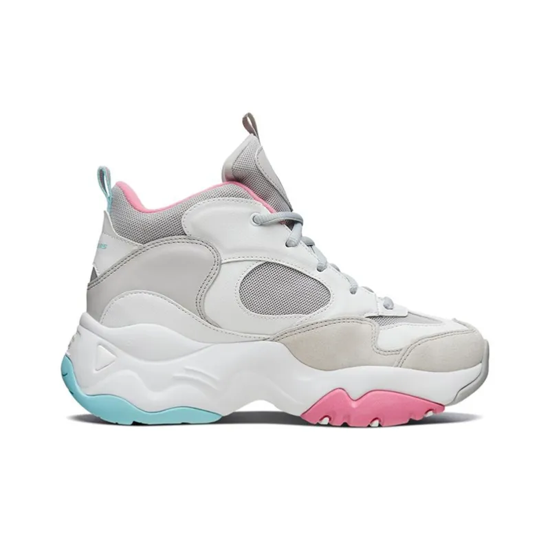 Skechers D'LITES 3.0 Wear Resistant Mid Top Casual Shoes Women's Gray Blue Pink-1