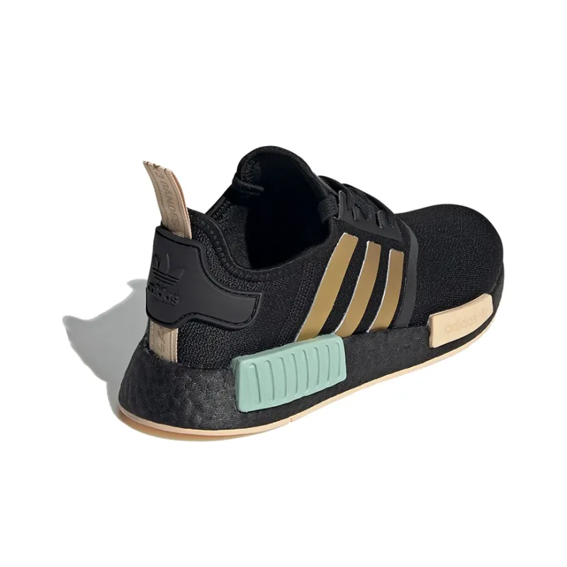 Adidas Nmd R1 Black Gold Metallic Halo Amber Women's-3