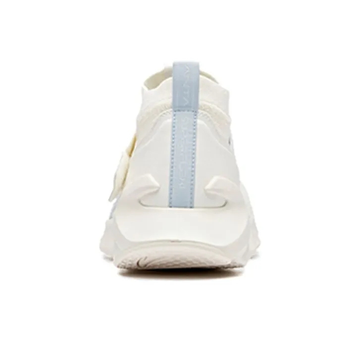 Anta Running Collection Cushioned Wear-Resistant Lightweight Breathable Mid-Top Casual Shoes Women's White Blue-4