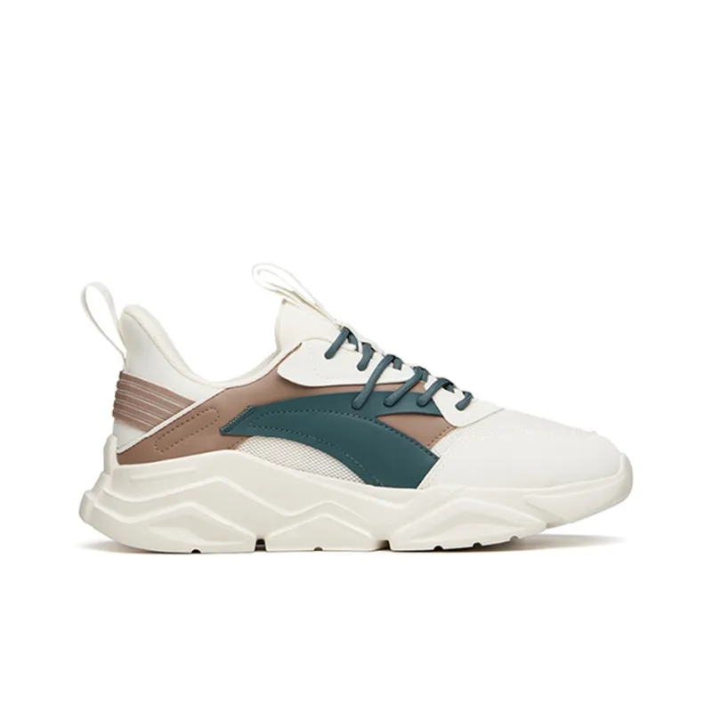 Anta Life Collection Cushioned Anti-Slip Wear-Resistant Breathable Lightweight Low-Top Casual Shoes Men's Green White-1