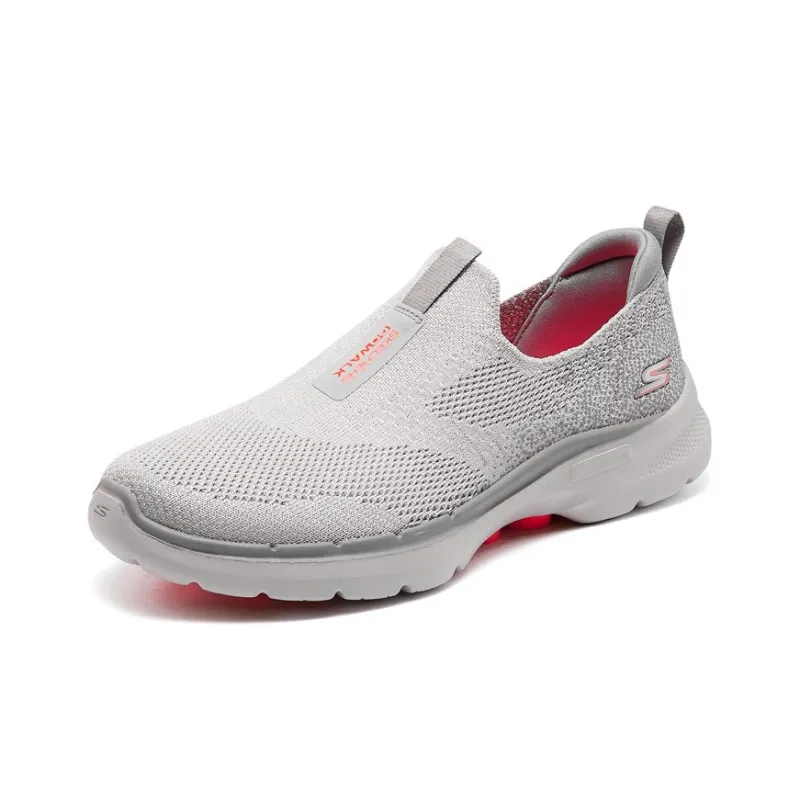 Skechers Go Walk 6 Breathable Cushioning Rebound Low Top Casual Shoes Women's Gray-1