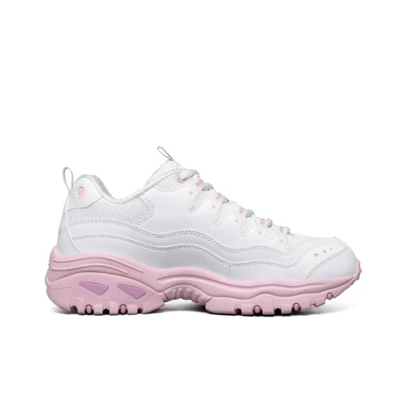 Skechers Energy Cushioned Wear Resistant Breathable Low Top Casual Shoes Women's White Pink-1