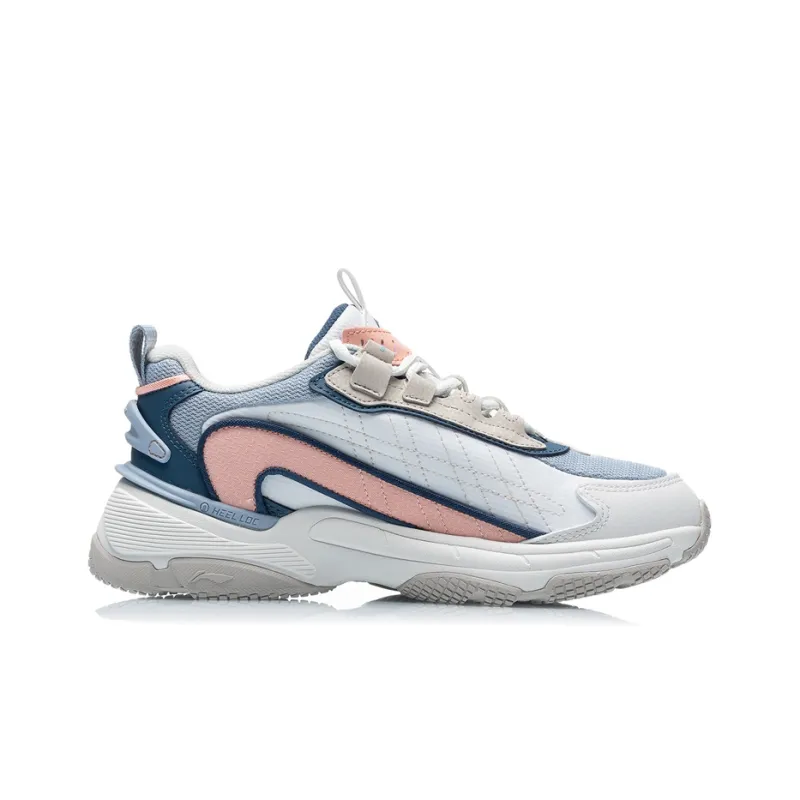 LiNing Nebula OG Cushioned Anti Slip And Wear Resistant Lightweight Low Top Sports Casual Shoes Women's White Blue Pink-1