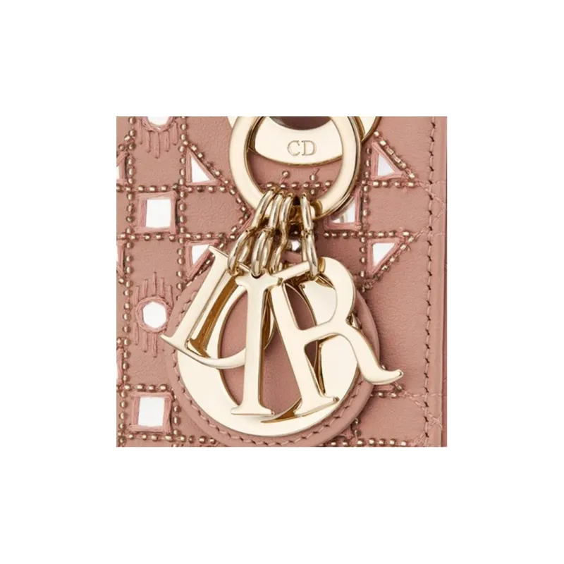 DIOR Lady Dior Cow Leather Crossbody Bags Shoulder Bags Handbags Mini Women's Rose Pink-5