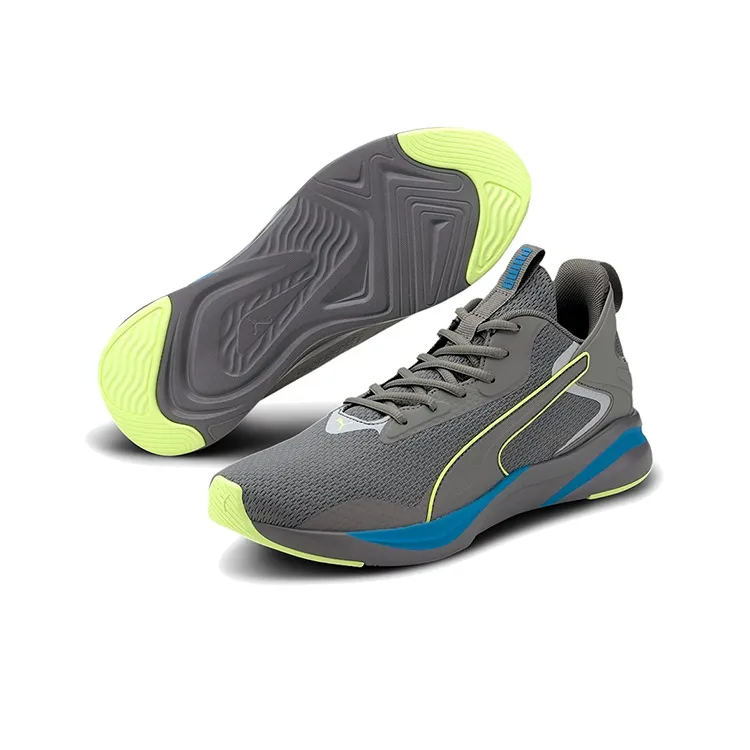 PUMA Softride Rift Tech Cushioned Wear Resistant Lightweight Low Top Casual Shoes Men's Gray Yellow Blue-4