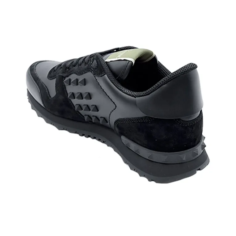 Valentino Garavani Rockstud Rockrunner Leather Black Black-3